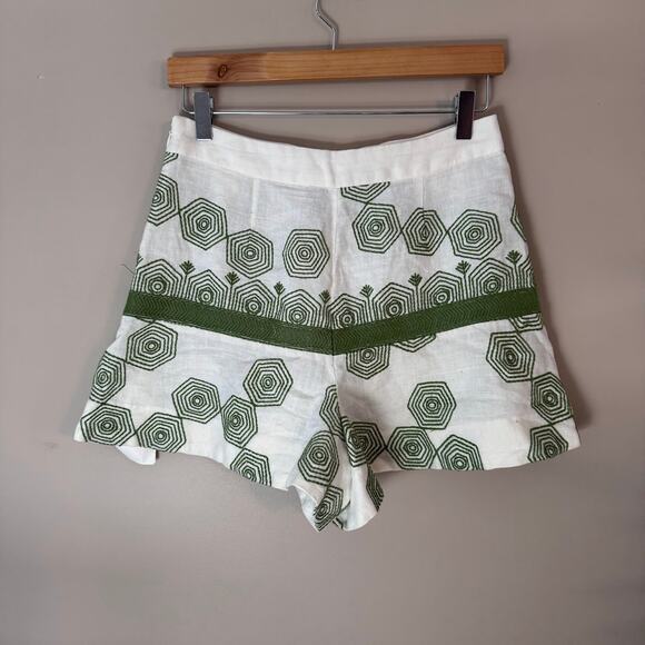 ALEXIS Acadia Shorts White and Green Embroidered Size Large - Picture 2 of 8